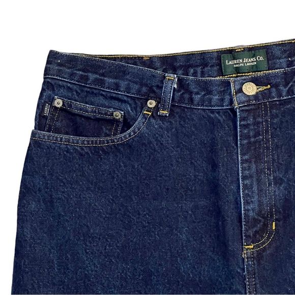 Ralph Lauren Lauren Jeans Co. Dark Wash High Rise Straight Jeans Size 16 - Picture 2 of 6